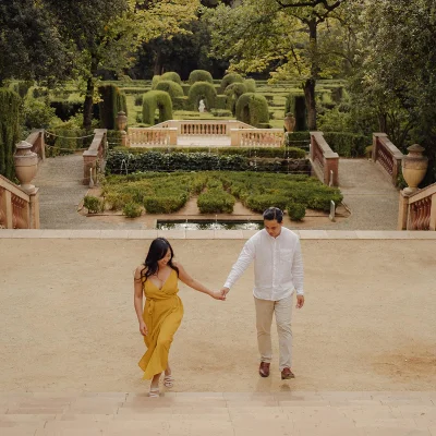 Intimate engagement photoshoot for Ysabel & AJ in the magical Parc del Laberint