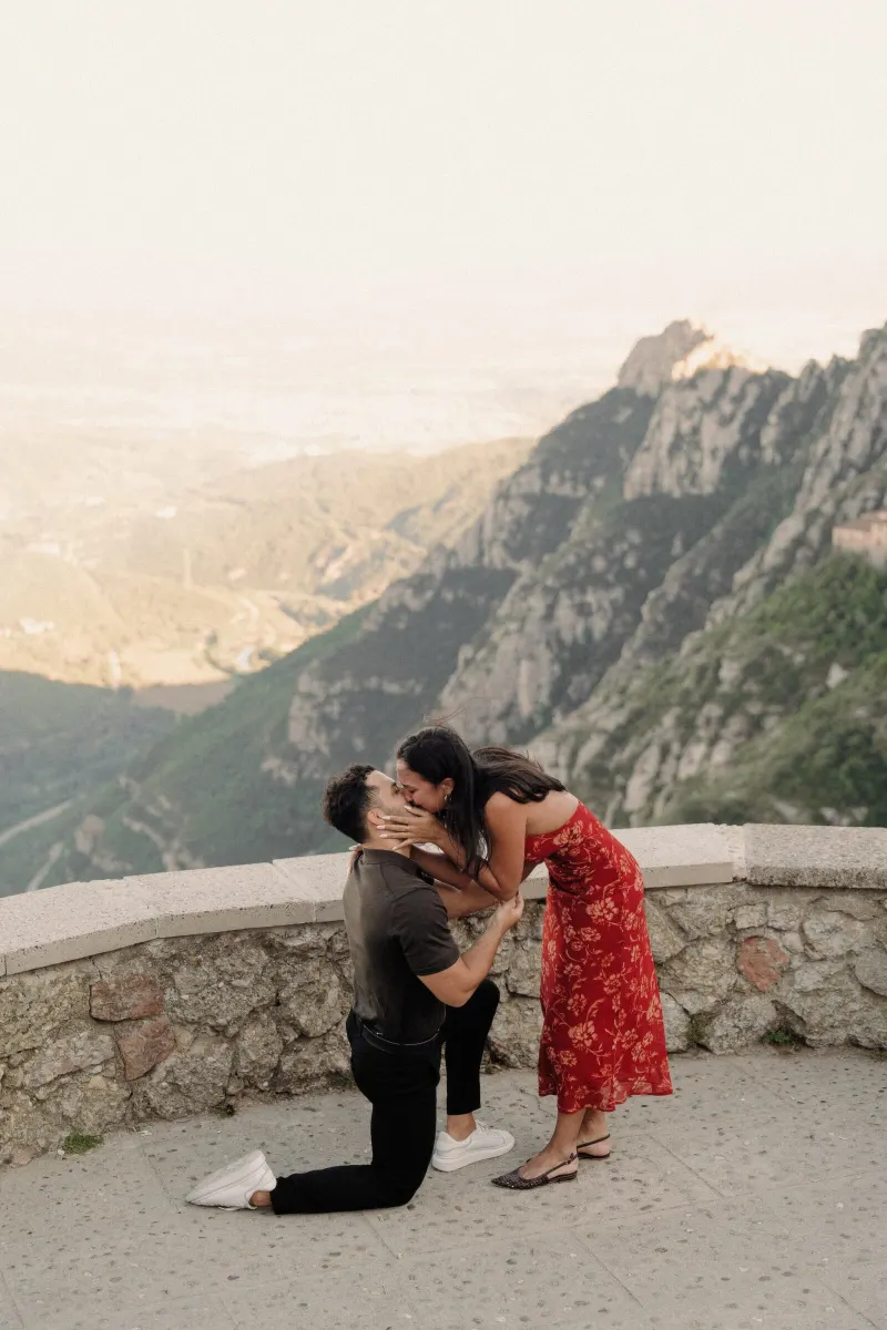 Sydney leans toward Dan during the emotional first seconds of their Montserrat proposal.