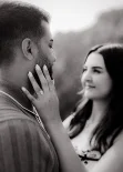 Romantic engagement photoshoot in Barcelona with couple close-up portrait
